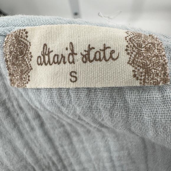 Attar'd State Cropped Sleeve Shirt Ruffle Trim Womens S Light Blue Peplum V-neck - Picture 8 of 10